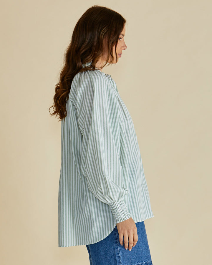Betty Basics Romi Shirt Sage Stripe