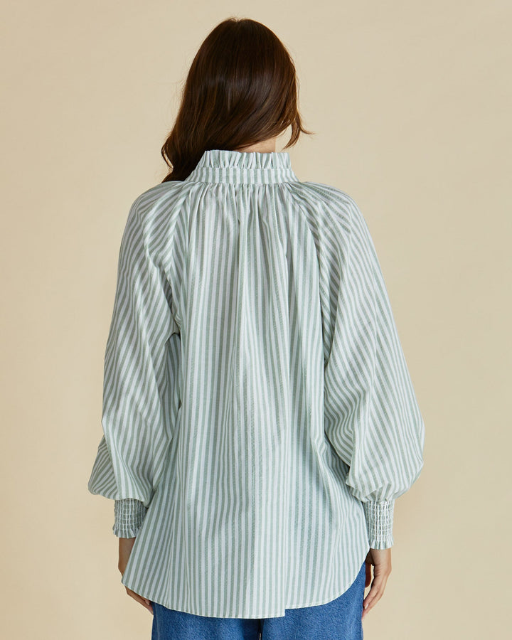 Betty Basics Romi Shirt Sage Stripe