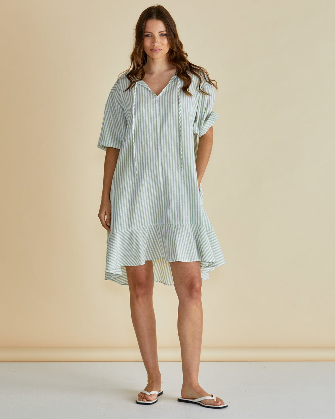 Betty Basics Livvy Dress Sage Stripe
