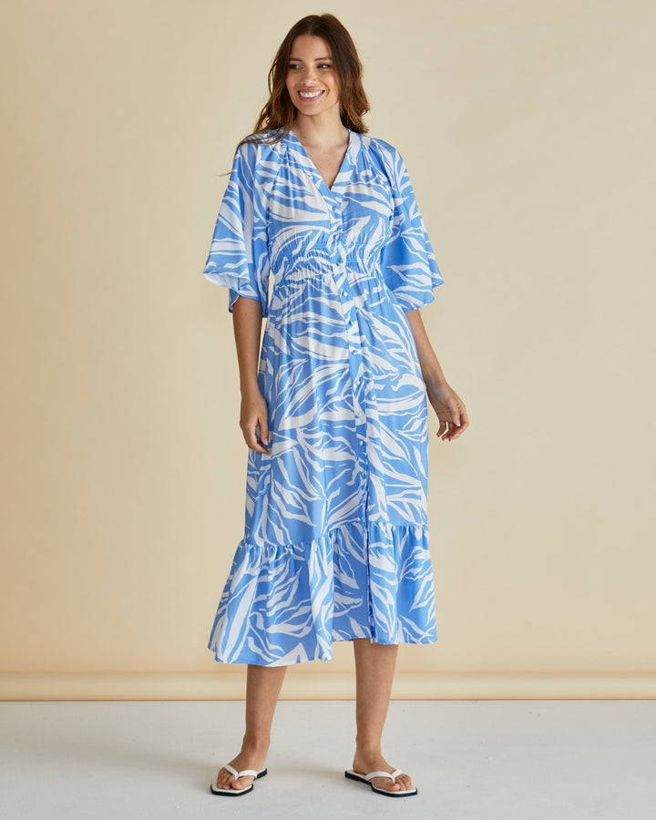 Betty Basics Moxie Dress Blue Abstract Print