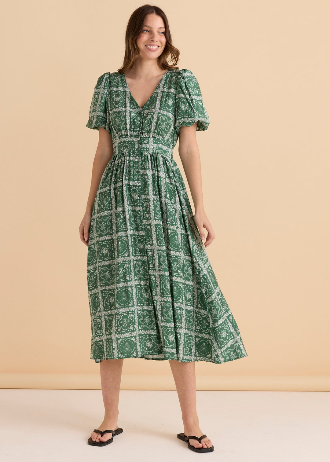 Betty Basics Dahlia Dress Floral Tile Print