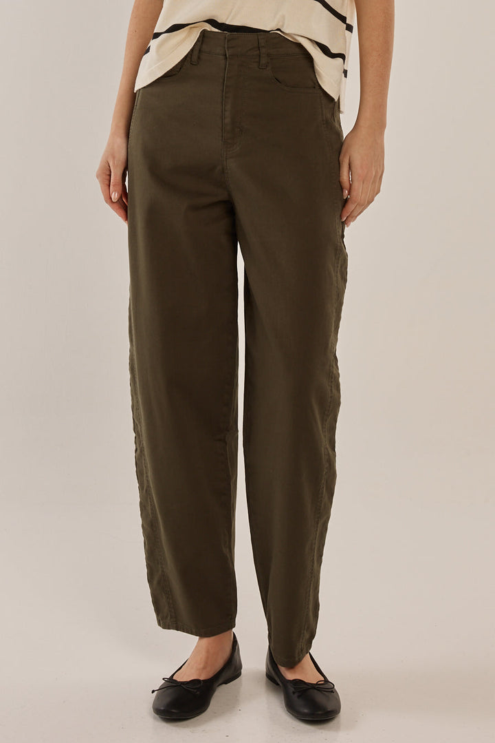 Betty Basics Barrel Leg Chino Khaki