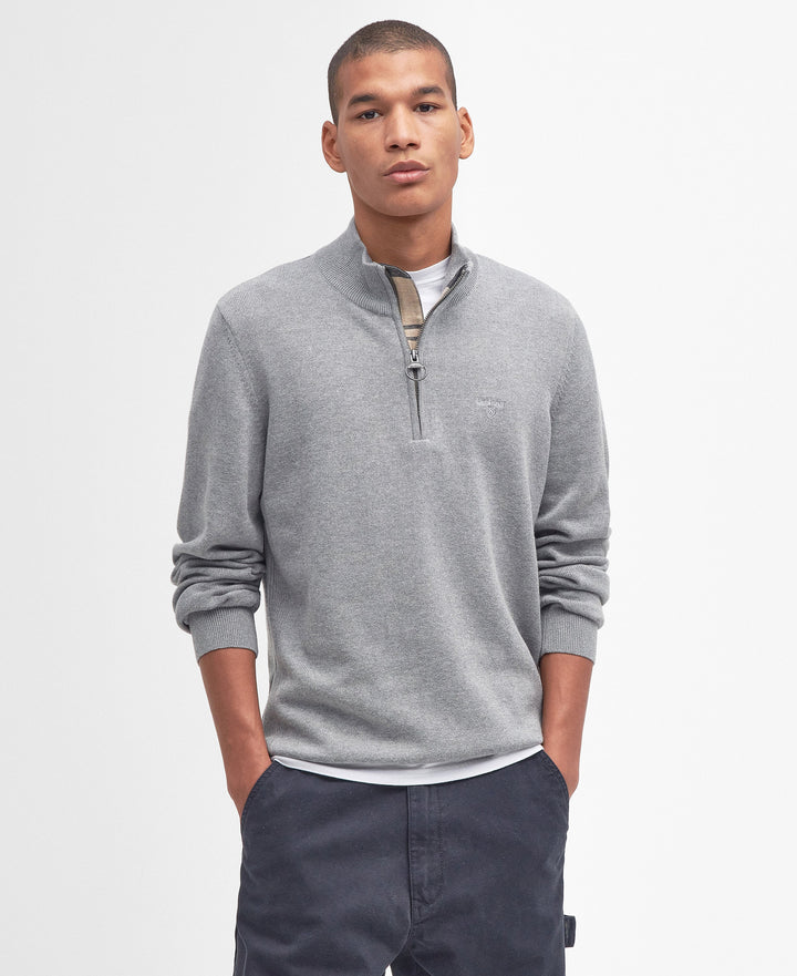 Barbour Cotton Half Zip Knitted Jumper Grey Marl