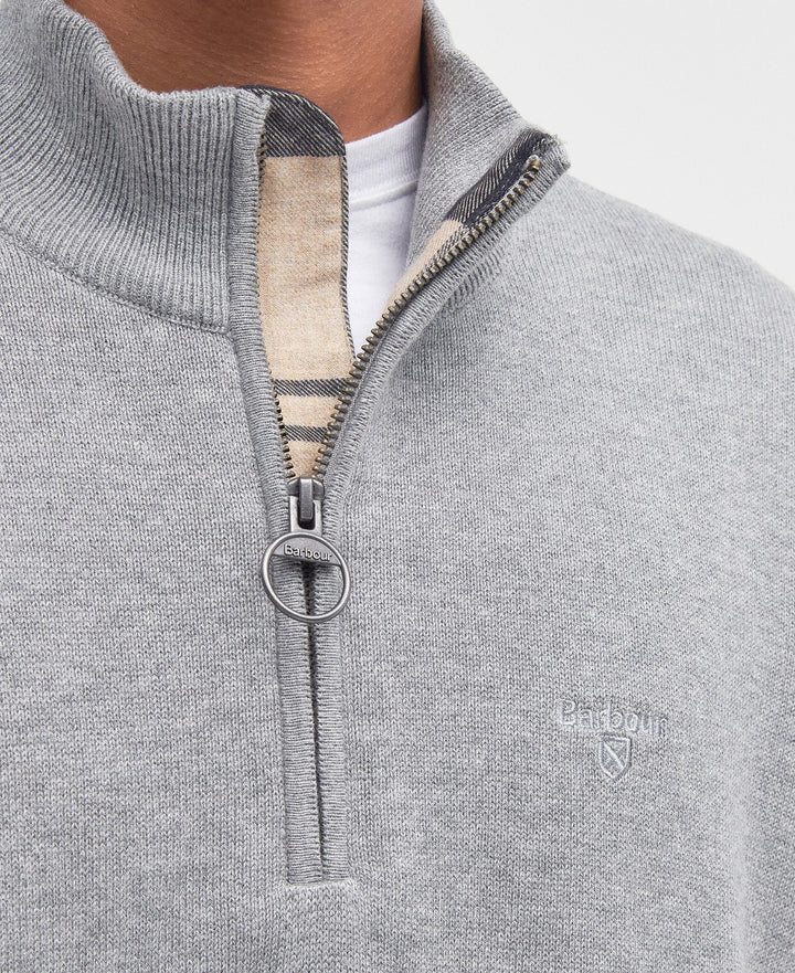 Barbour Cotton Half Zip Knitted Jumper Grey Marl