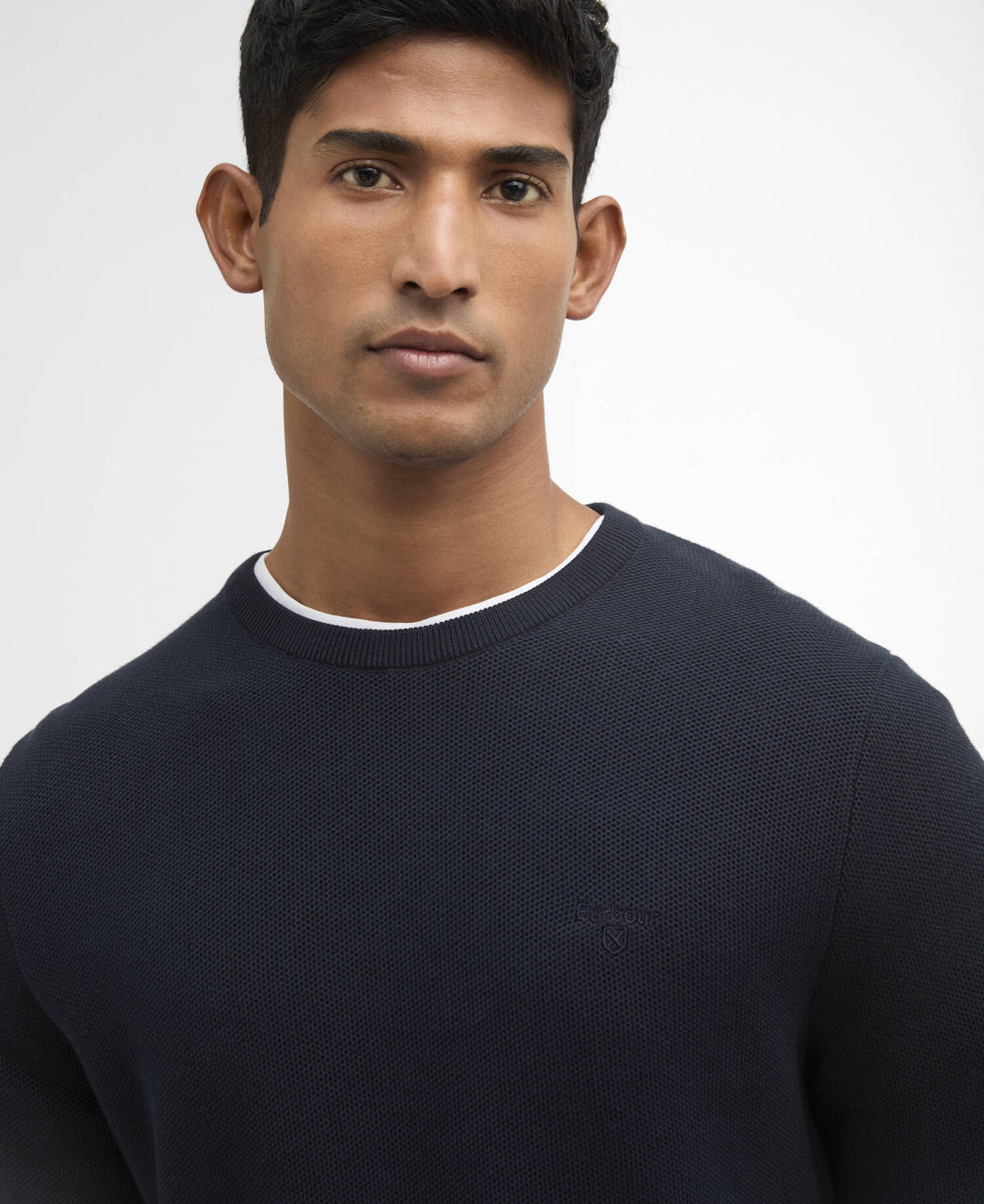 Barbour Essential Honeycomb Crew Neck Sweater Navy