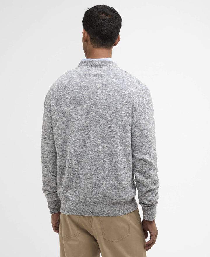 Barbour Flaxby Linen Blend Crew Neck Navy