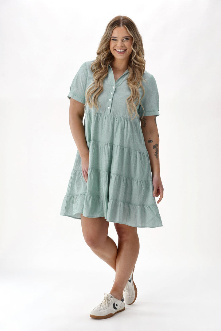Betty Basics Estelle Dress Green Stripe