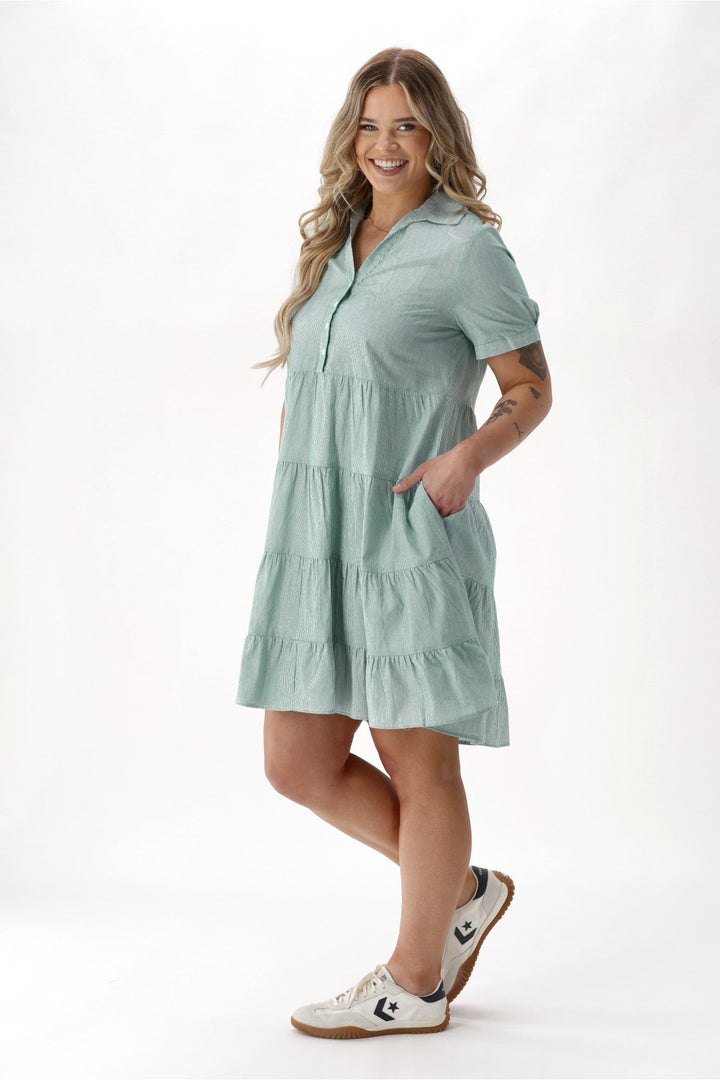 Betty Basics Estelle Dress Green Stripe