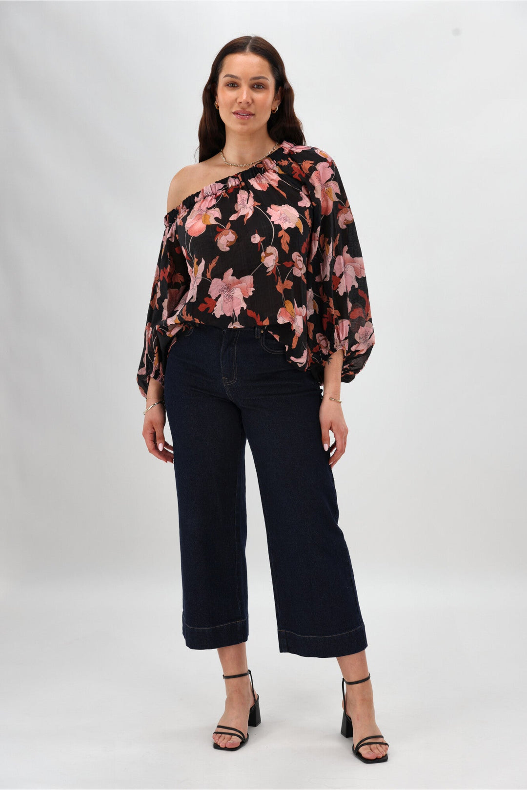 Celebration By Claudia off the Shoulder Top Black Floral