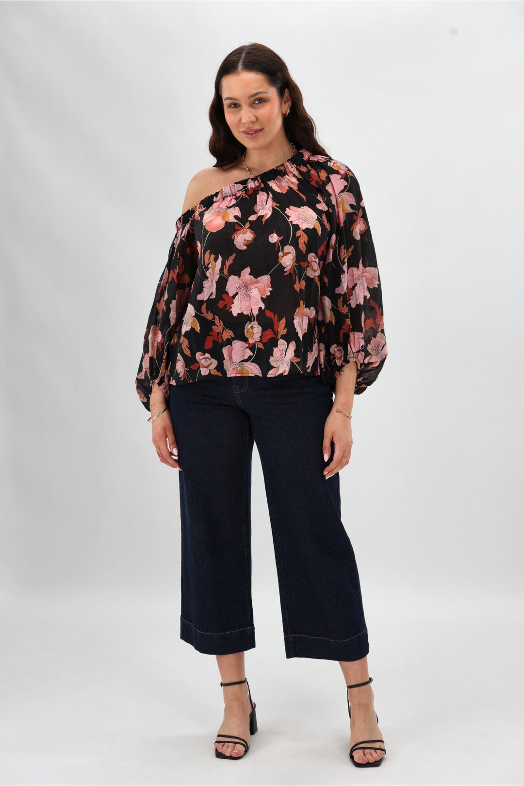 Celebration By Claudia off the Shoulder Top Black Floral