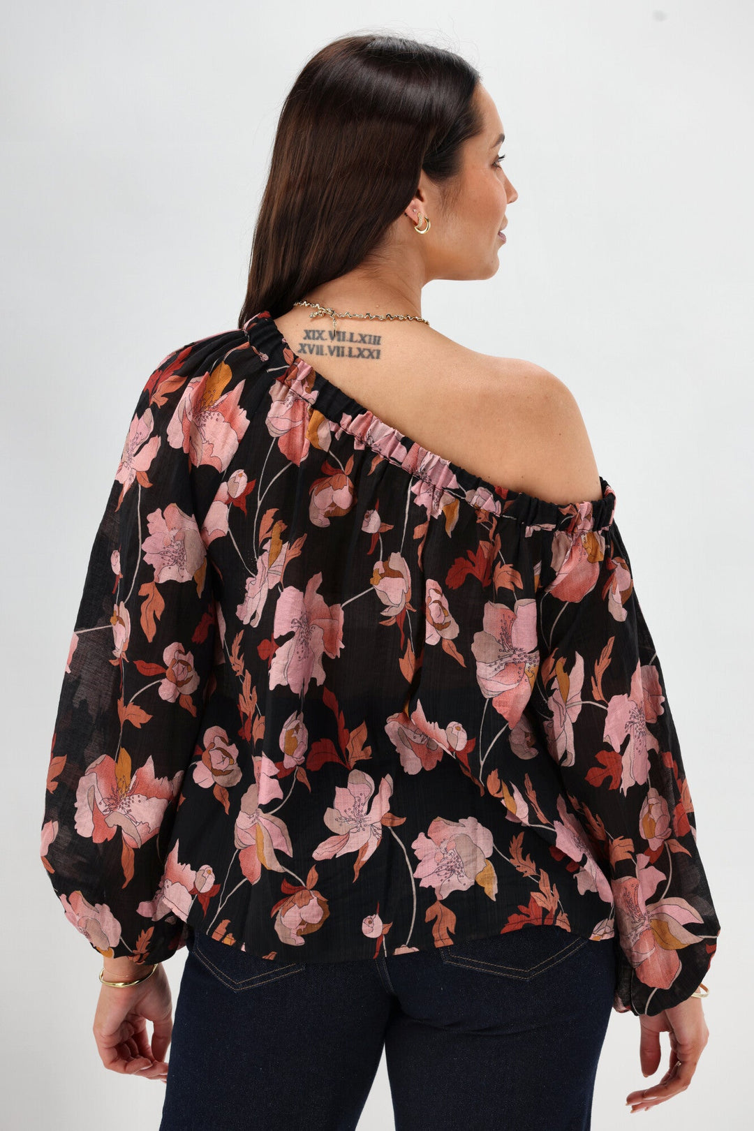 Celebration By Claudia off the Shoulder Top Black Floral