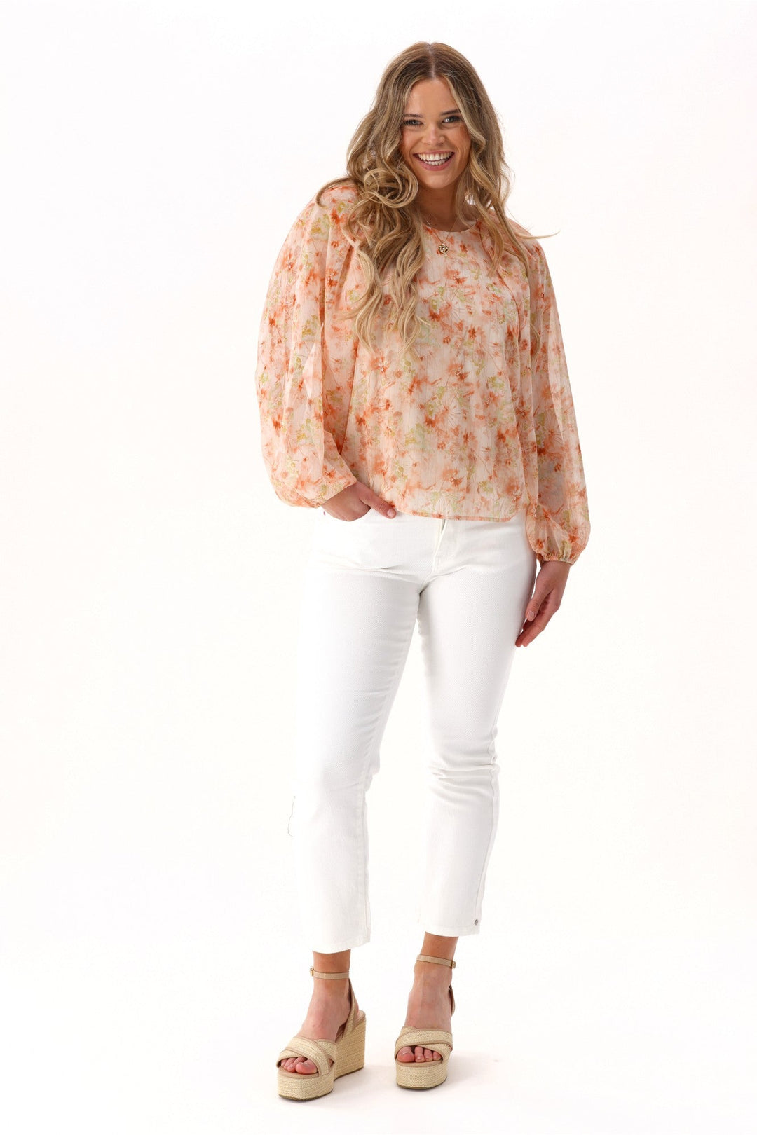 Celebration By Lucie Top Pastel Floral Metallic