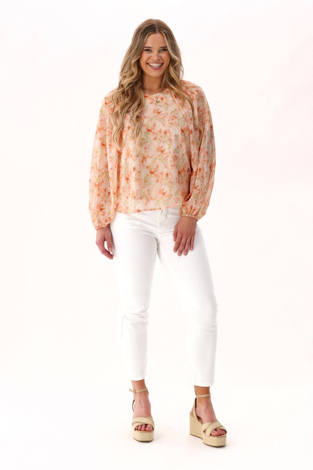 Celebration By Lucie Top Pastel Floral Metallic