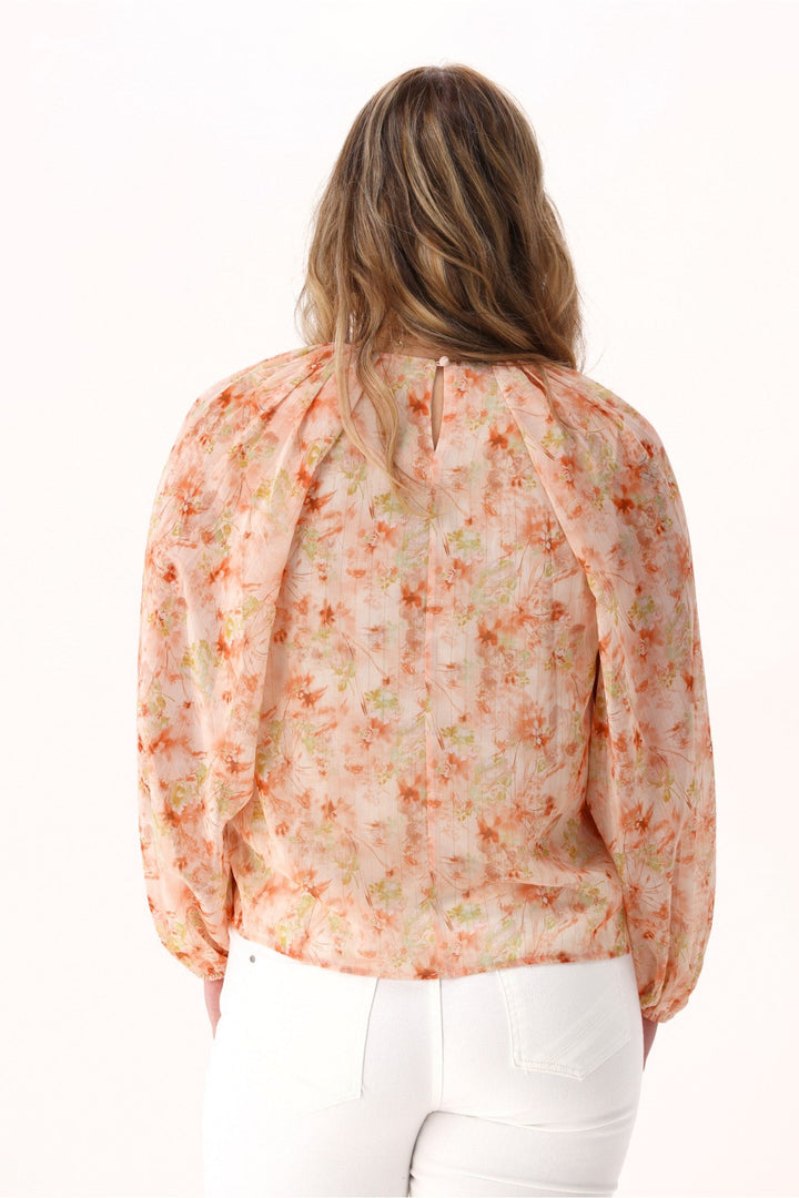 Celebration By Lucie Top Pastel Floral Metallic