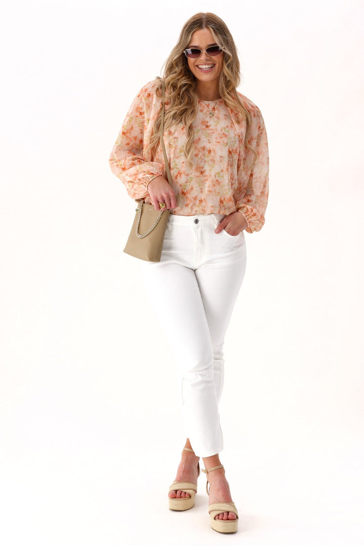 Celebration By Lucie Top Pastel Floral Metallic
