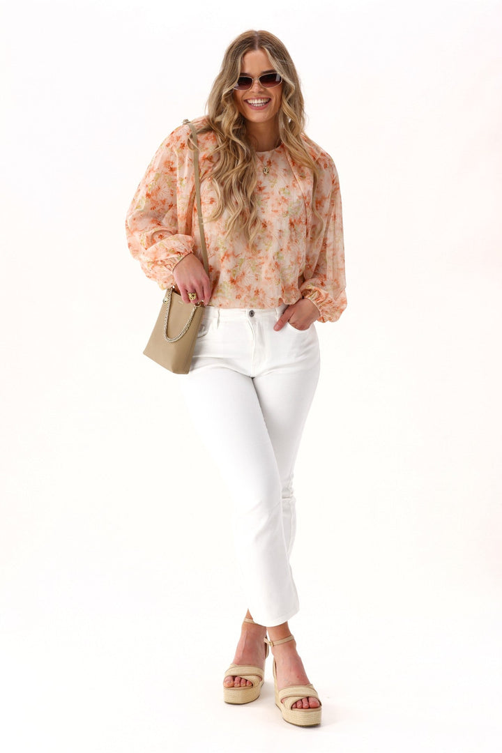 Celebration By Lucie Top Pastel Floral Metallic