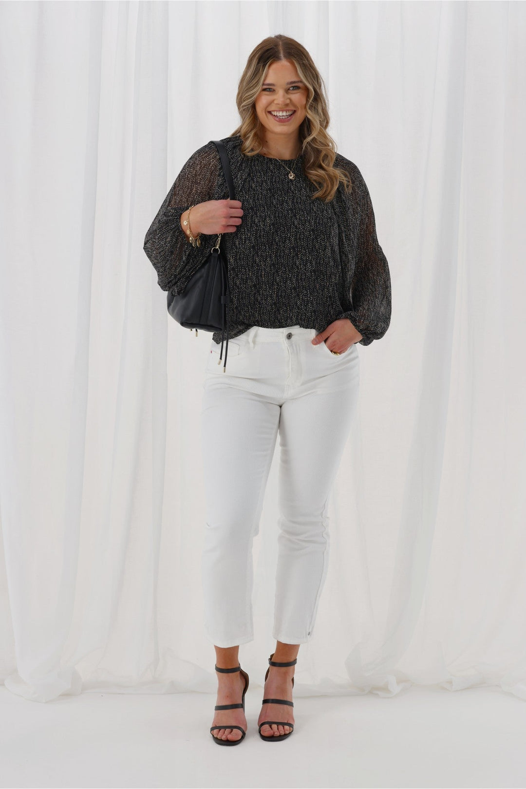 Celebration By Lucie Top Scattered Spot Black Metallic