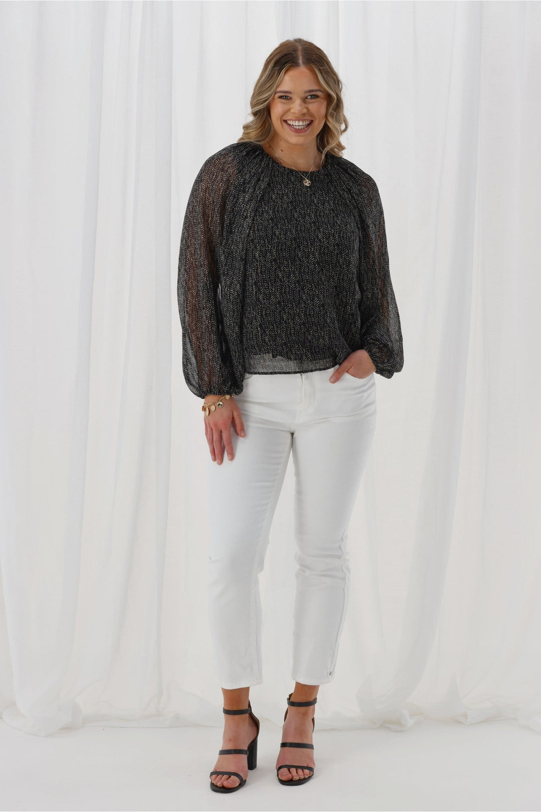 Celebration By Lucie Top Scattered Spot Black Metallic