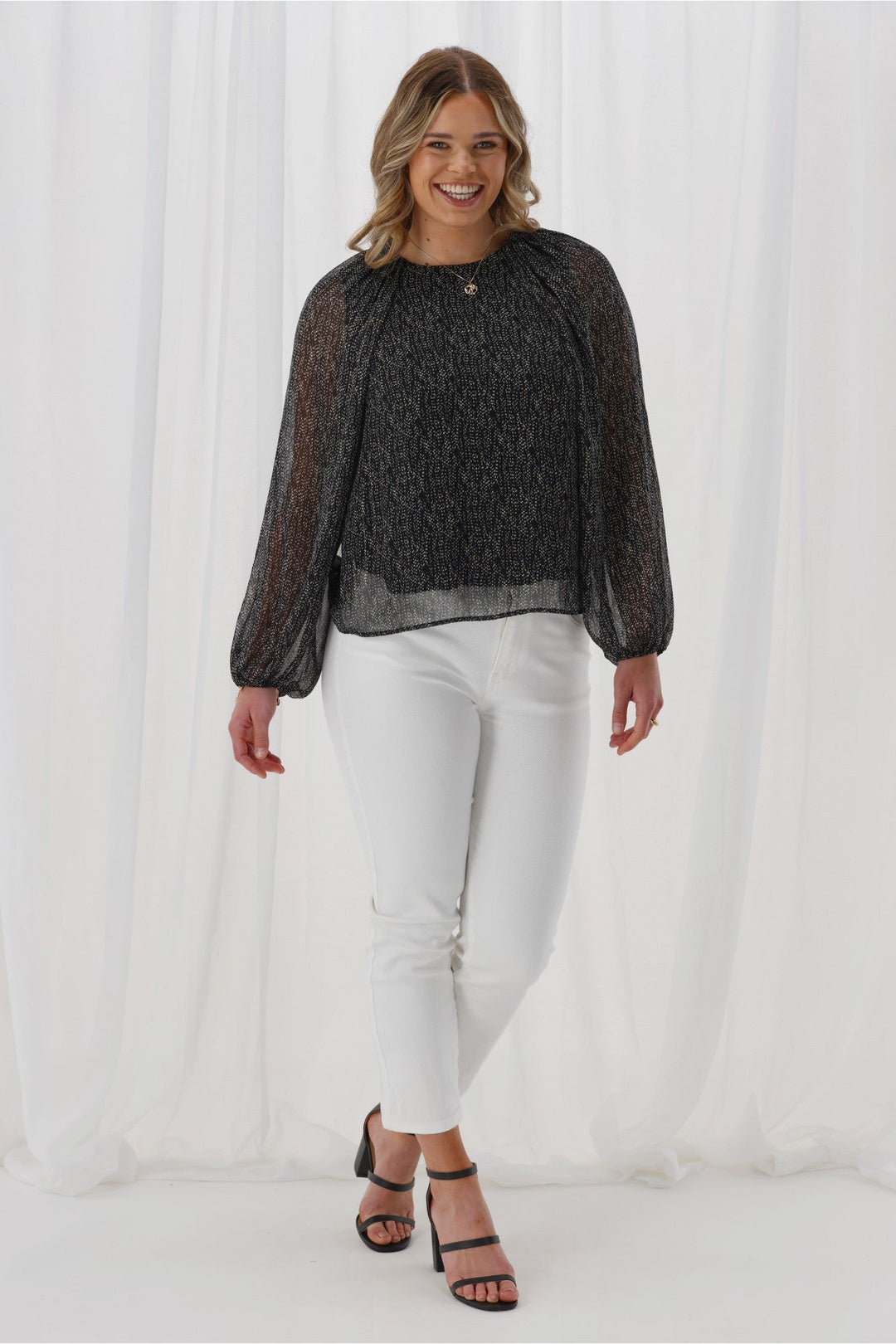 Celebration By Lucie Top Scattered Spot Black Metallic