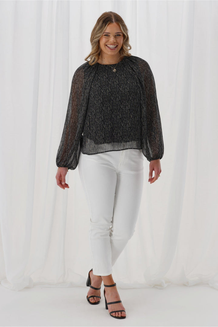 Celebration By Lucie Top Scattered Spot Black Metallic