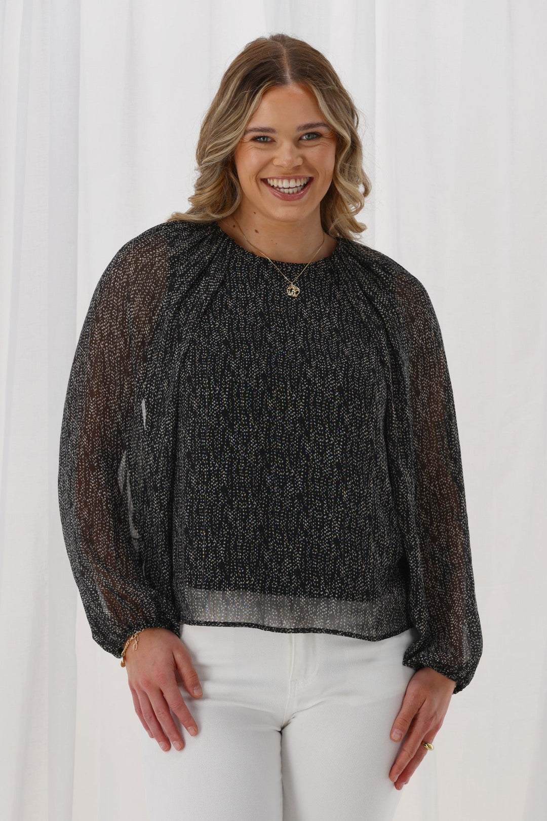 Celebration By Lucie Top Scattered Spot Black Metallic