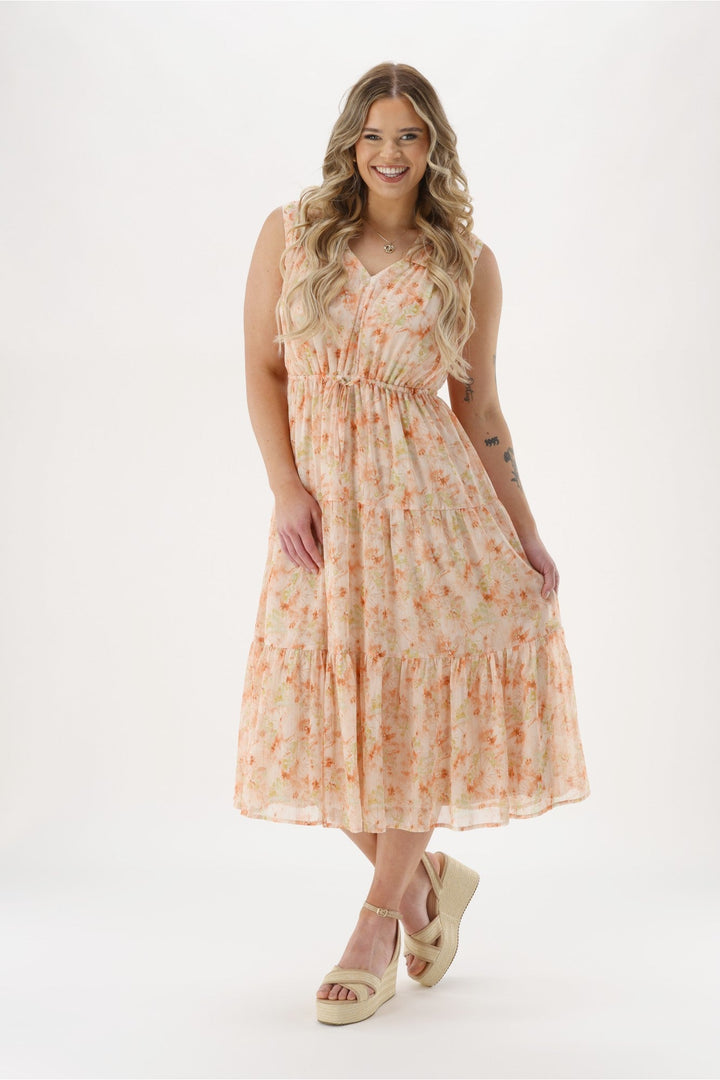 Celebration By Phoebe Dress Pastel Floral Metallic