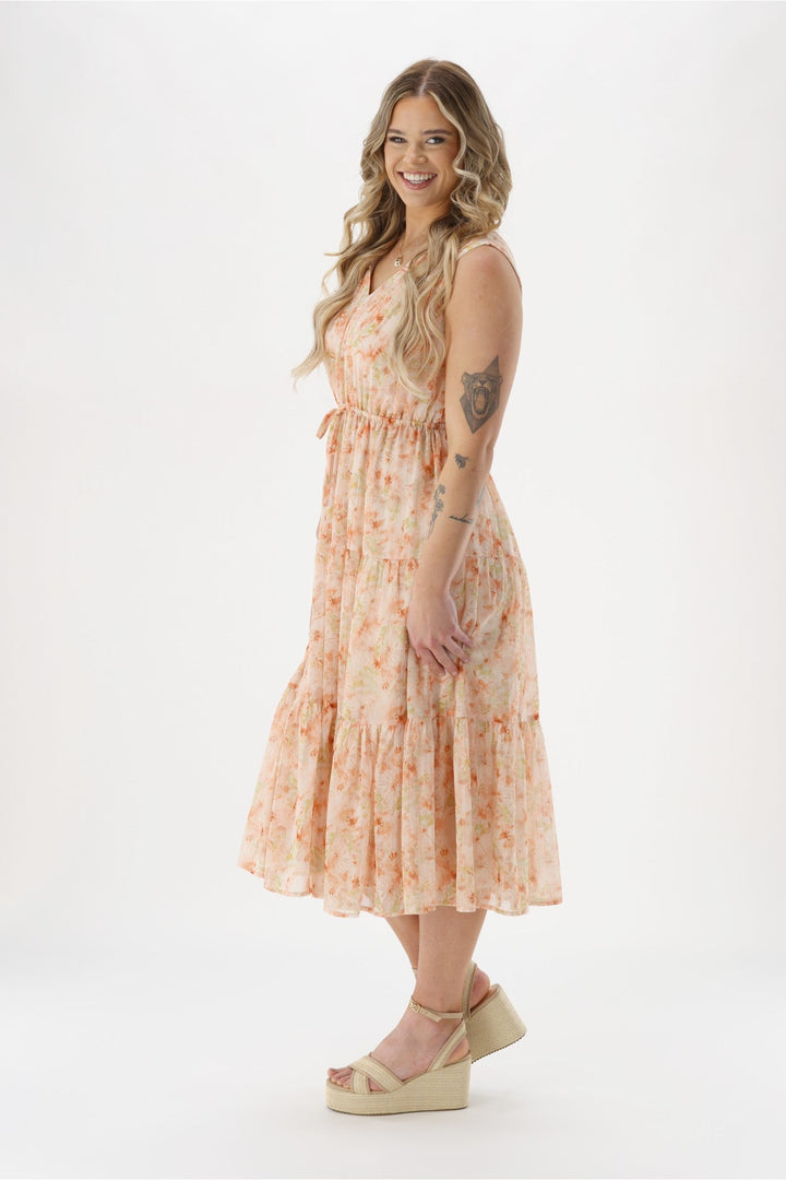 Celebration By Phoebe Dress Pastel Floral Metallic