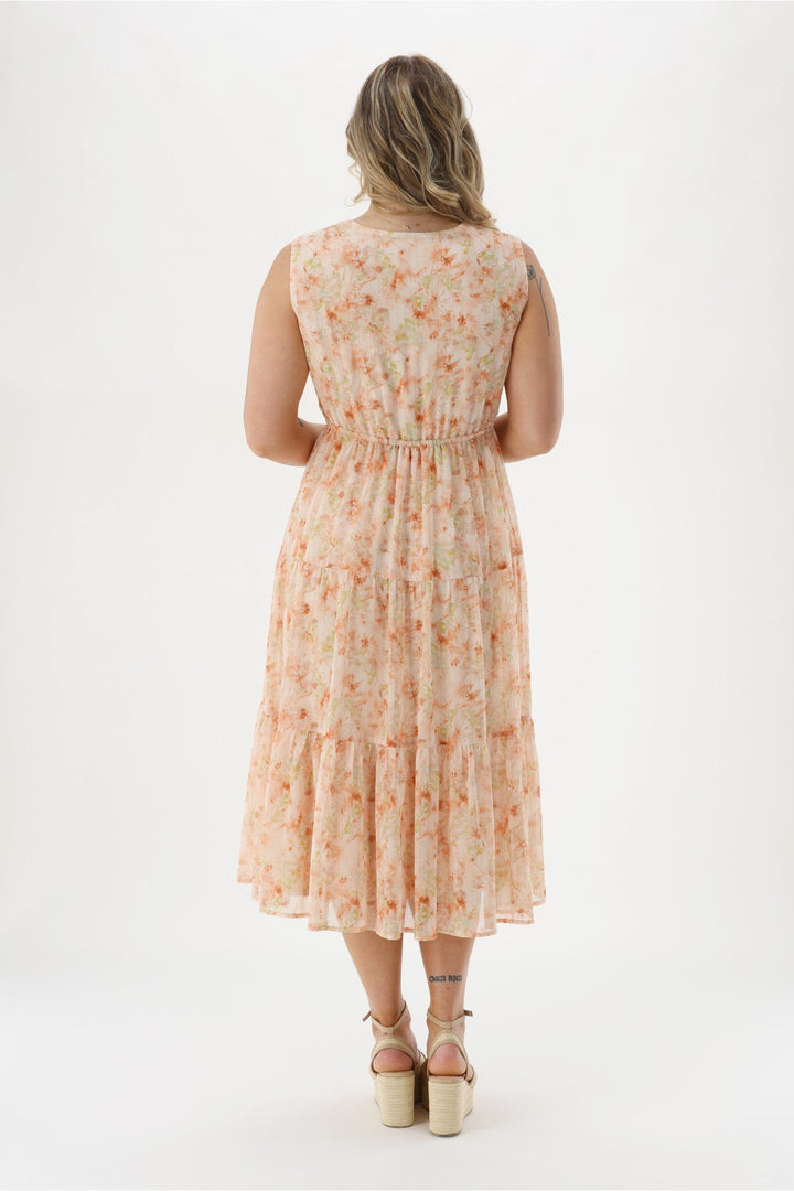 Celebration By Phoebe Dress Pastel Floral Metallic
