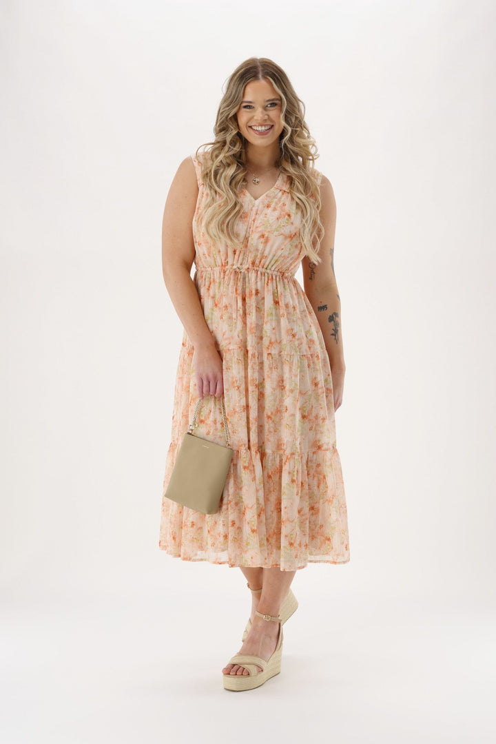Celebration By Phoebe Dress Pastel Floral Metallic