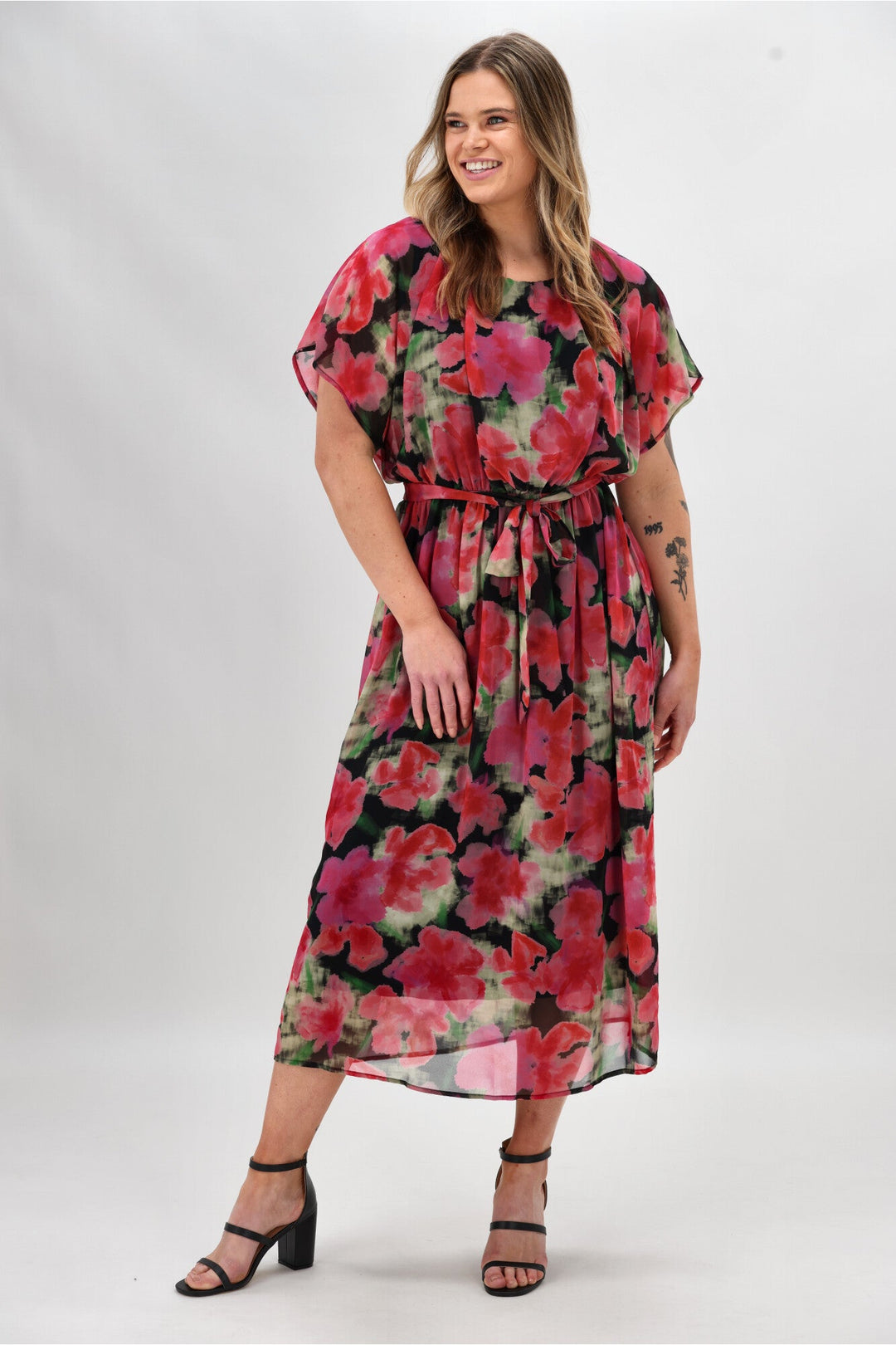 Dress Floral Pink Black