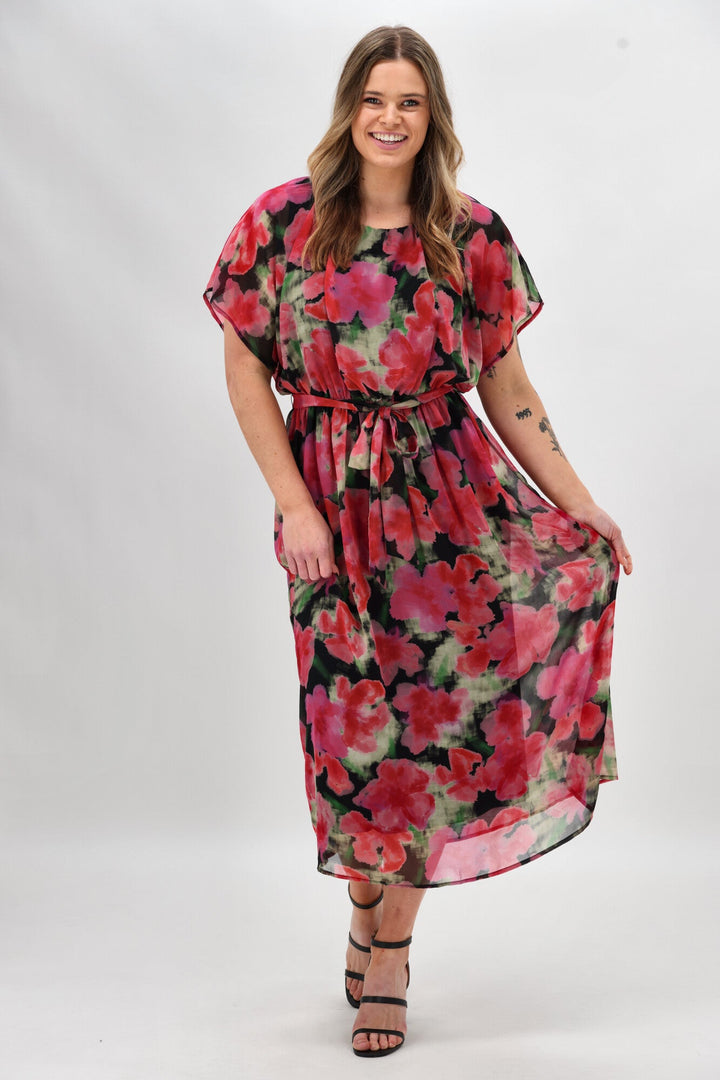 Dress Floral Pink Black