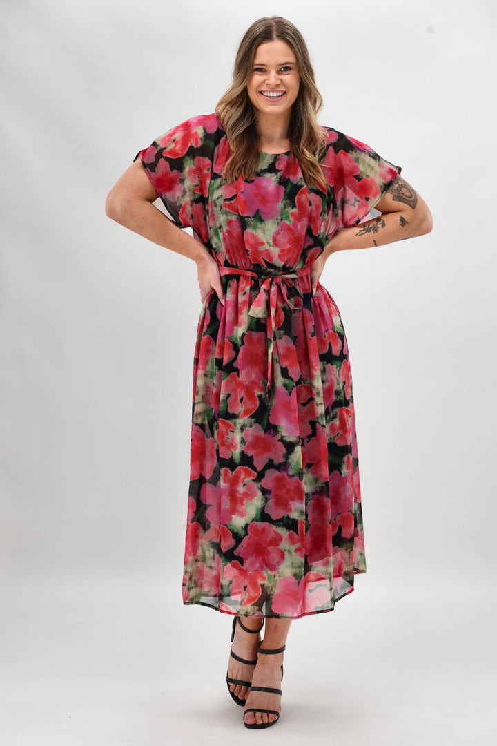 Dress Floral Pink Black