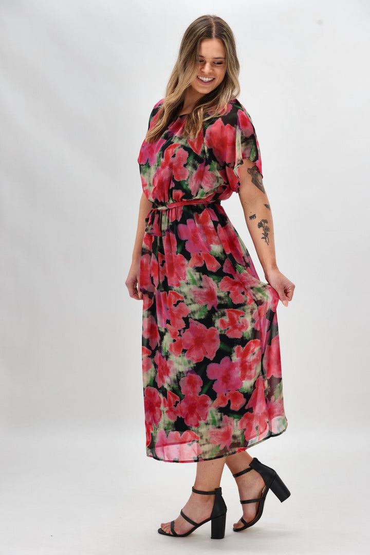 Dress Floral Pink Black