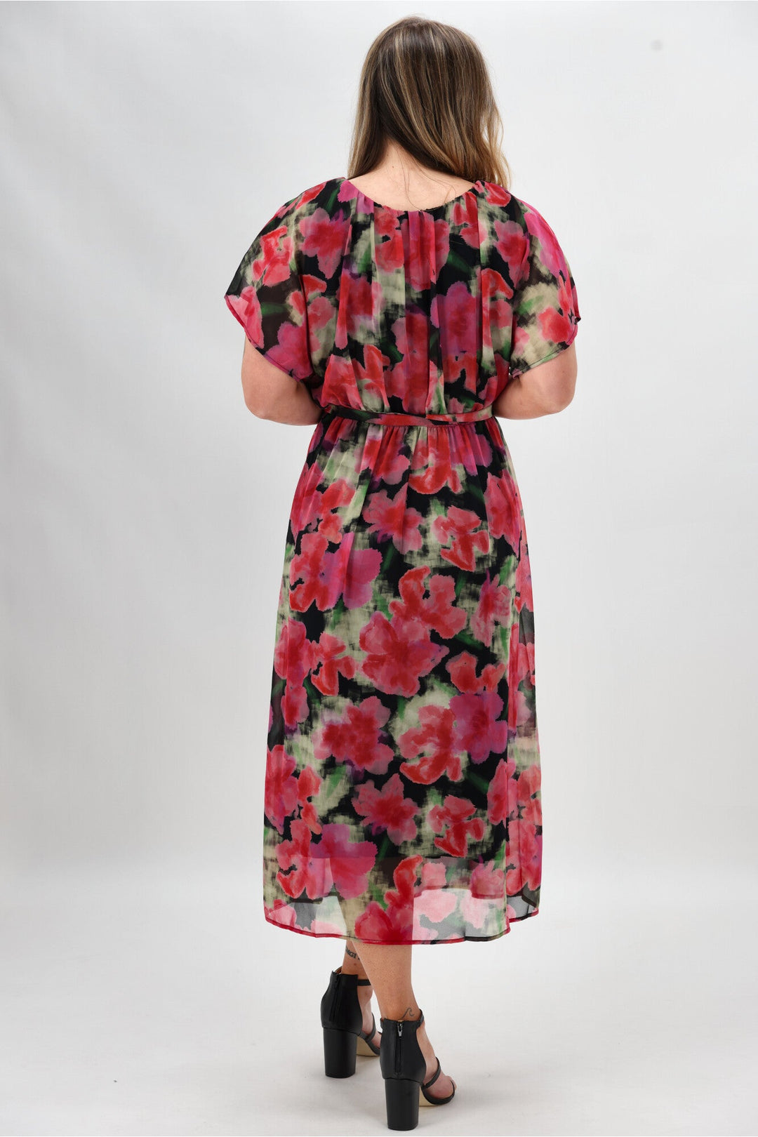 Dress Floral Pink Black