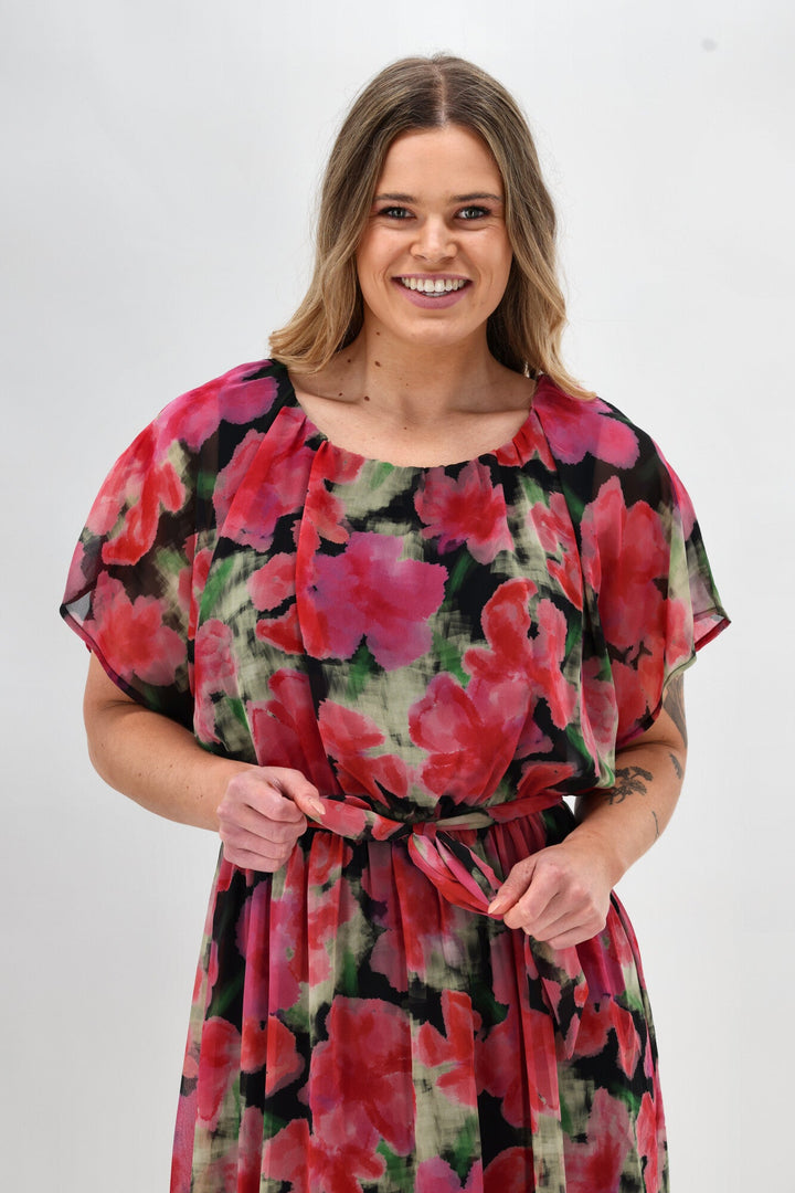 Dress Floral Pink Black