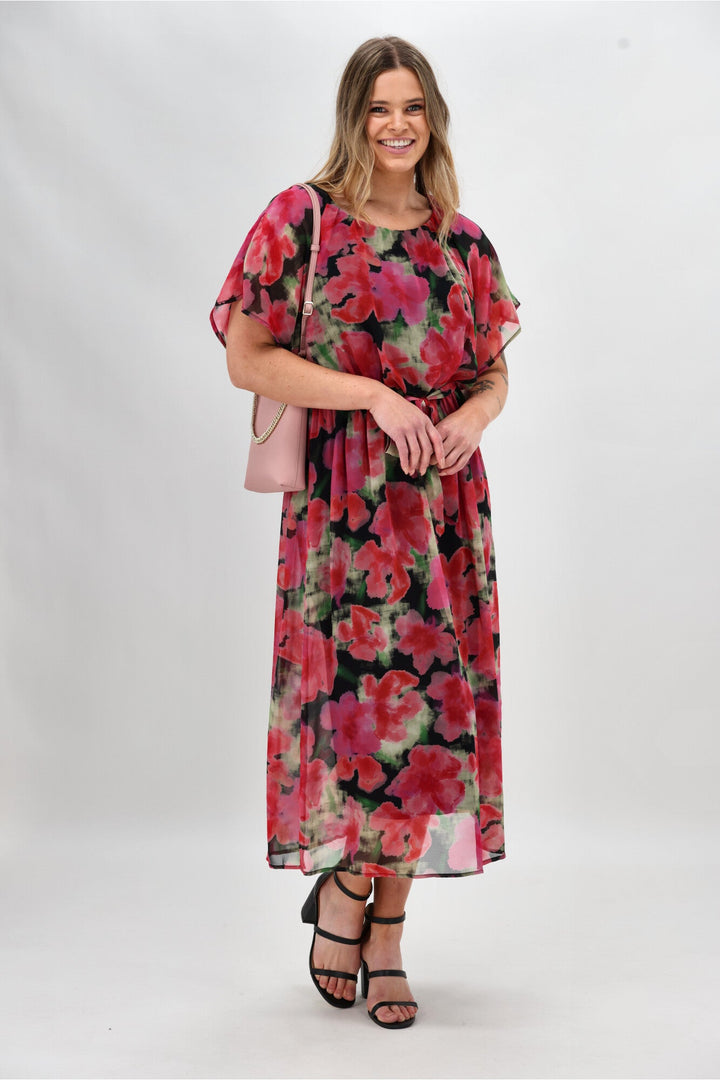Dress Floral Pink Black