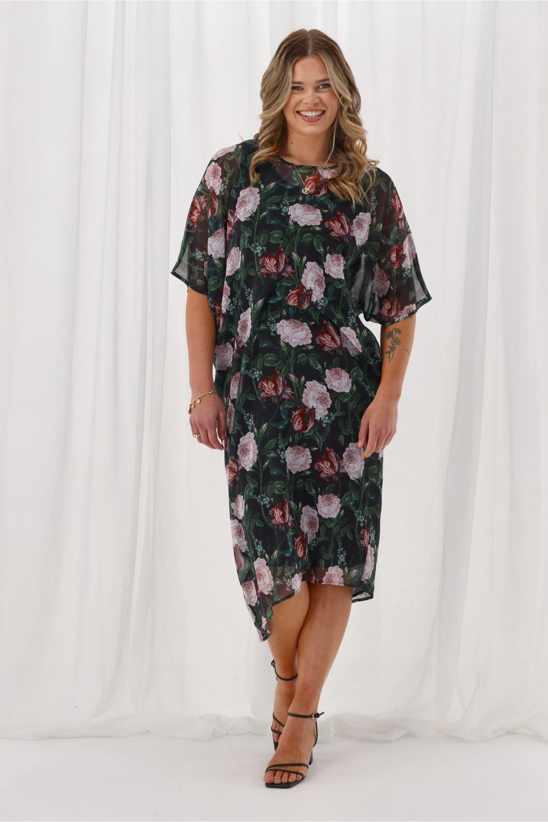 Celebration Mira Tuck Dress Black Floral