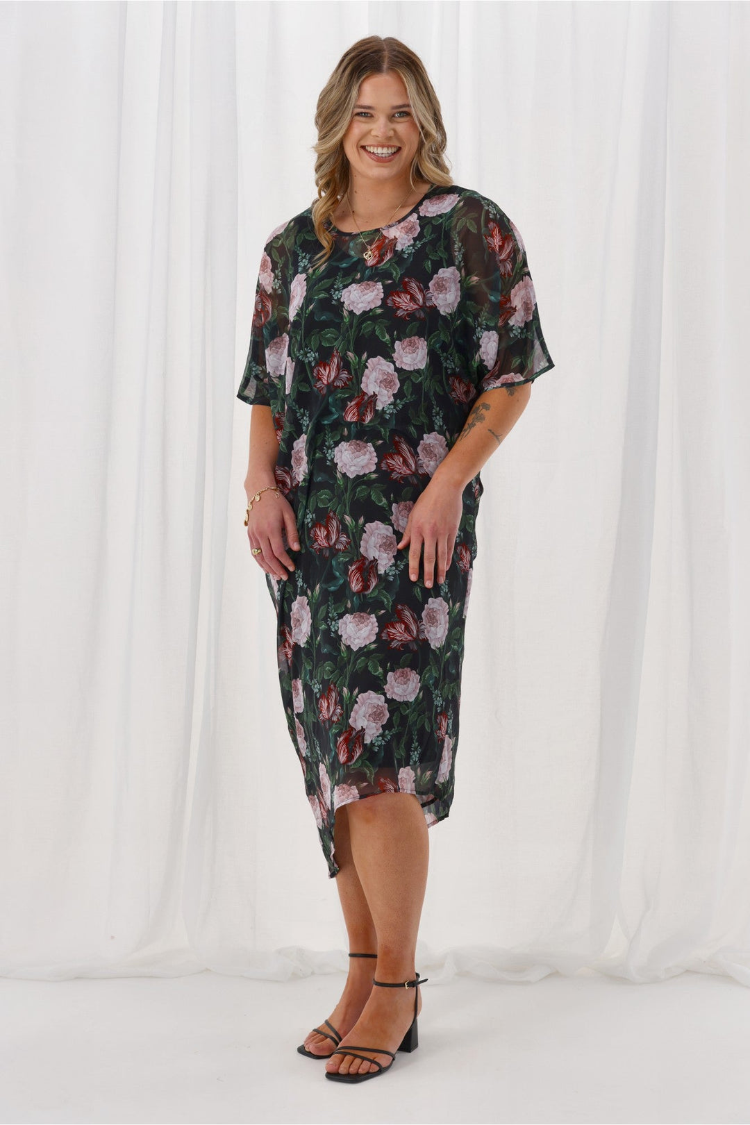 Celebration Mira Tuck Dress Black Floral