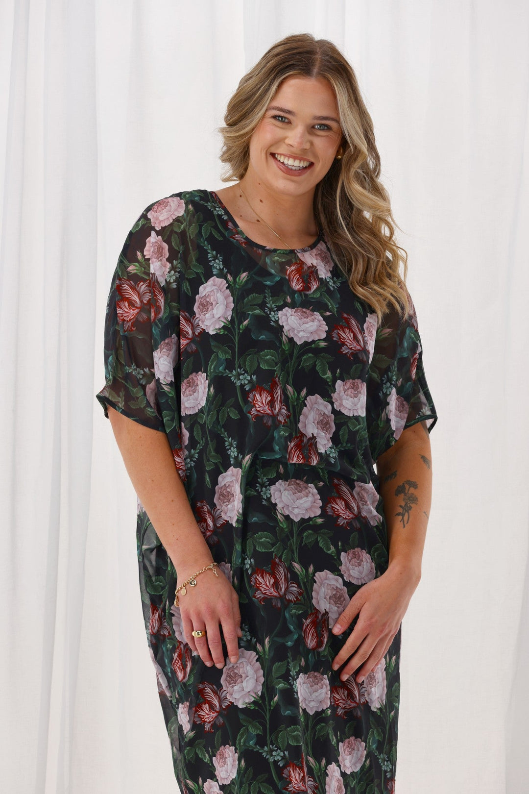 Celebration Mira Tuck Dress Black Floral