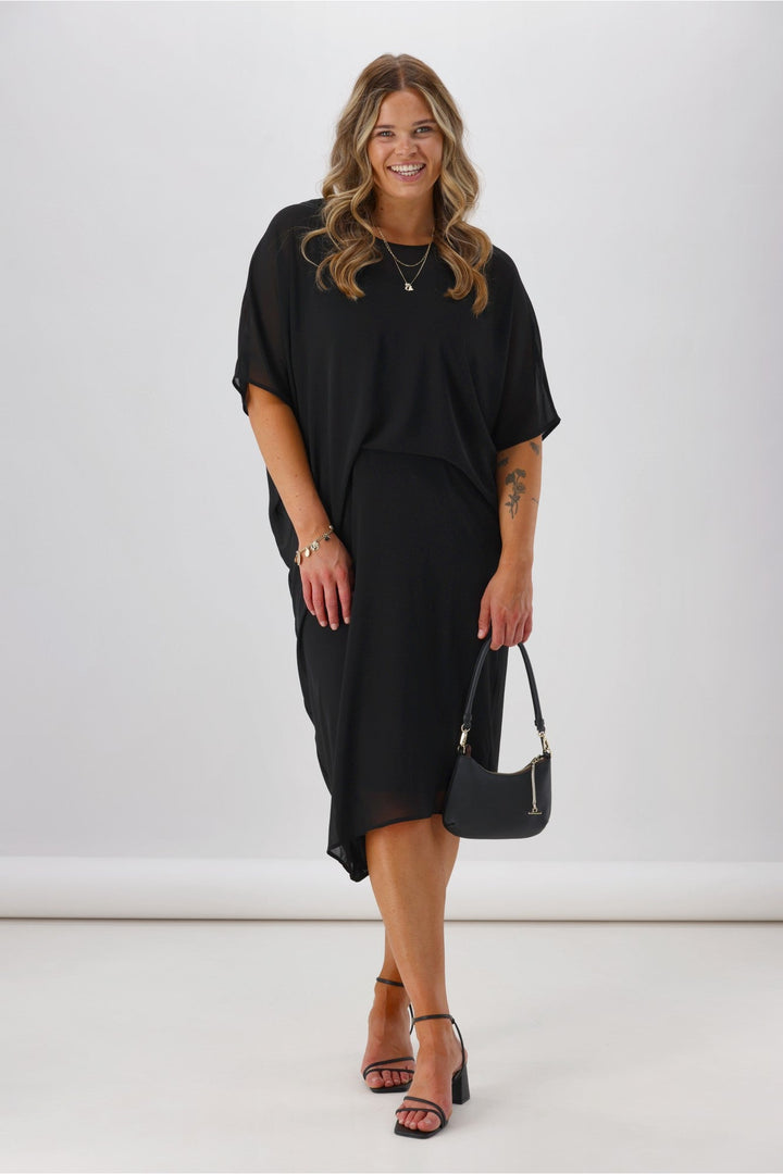 Celebration Mira Tuck Dress Black
