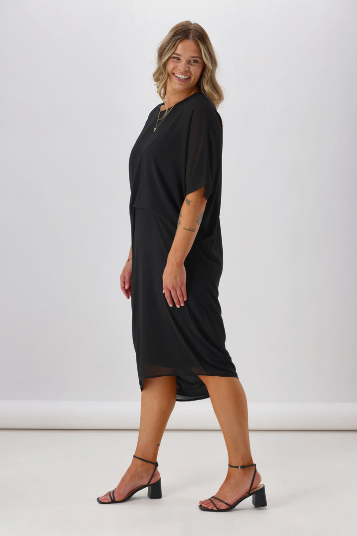 Celebration Mira Tuck Dress Black