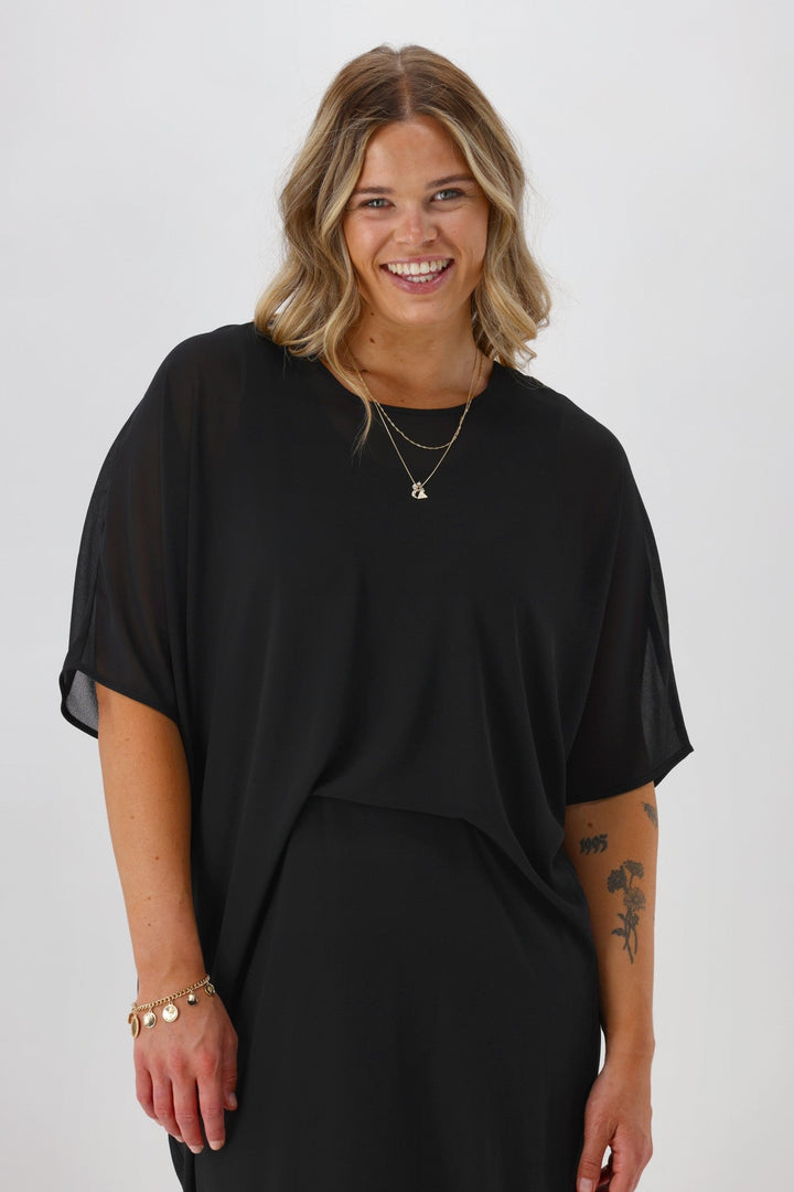 Celebration Mira Tuck Dress Black
