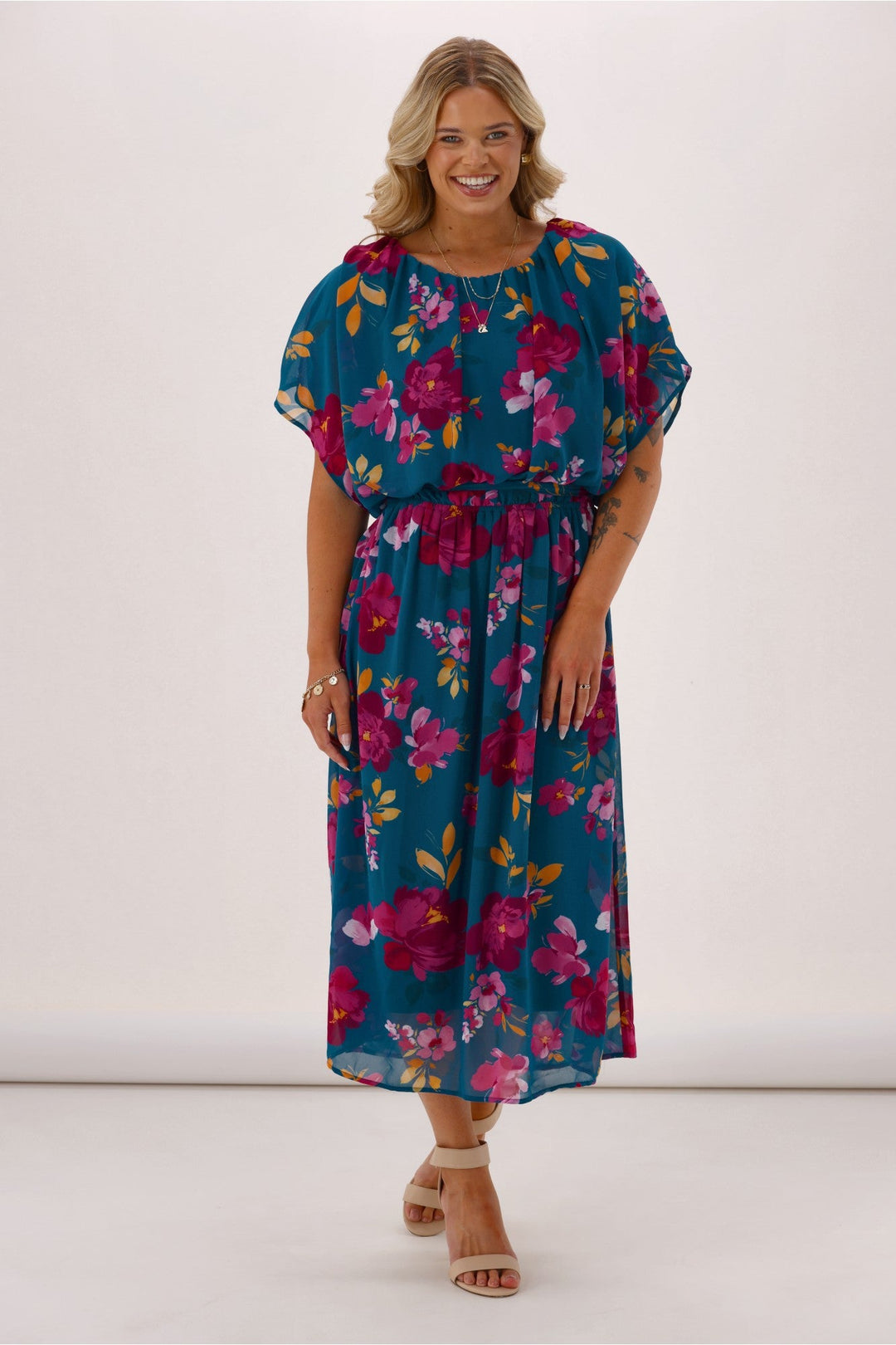 Celebration Yasmin Dress Floral Teal