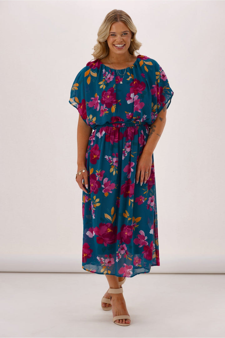 Celebration Yasmin Dress Floral Teal