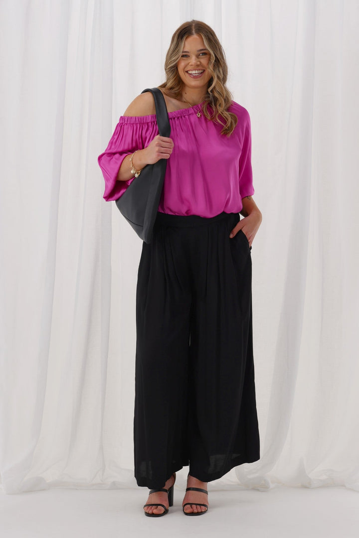 Celebrations By Chelsea Palazzo Pant Satin Black