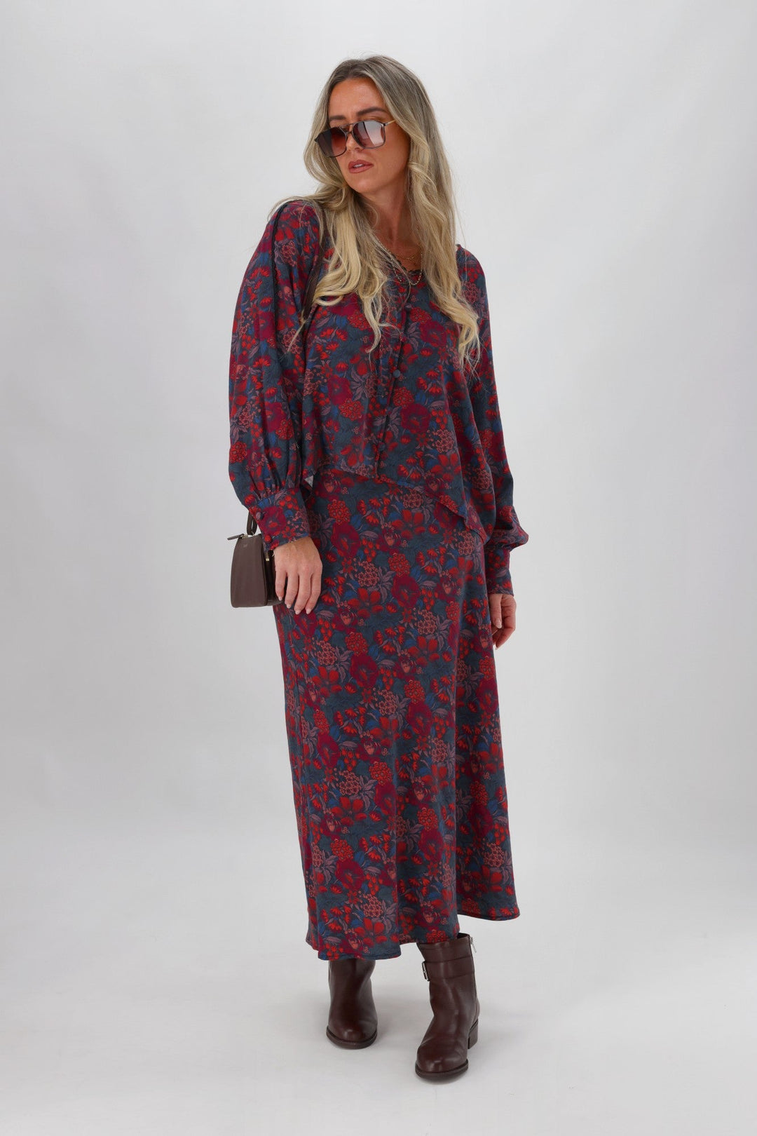 Gloss The Label Limaree Godet Skirt Twilight Floral