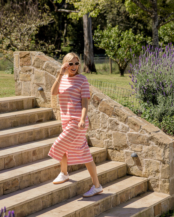 Elm Bon Bon Dress Red And Pink Stripe