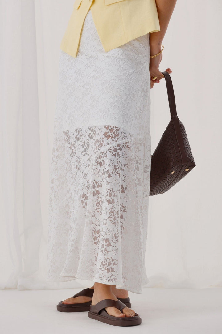 Ayva Opel Lace Maxi Skirt White