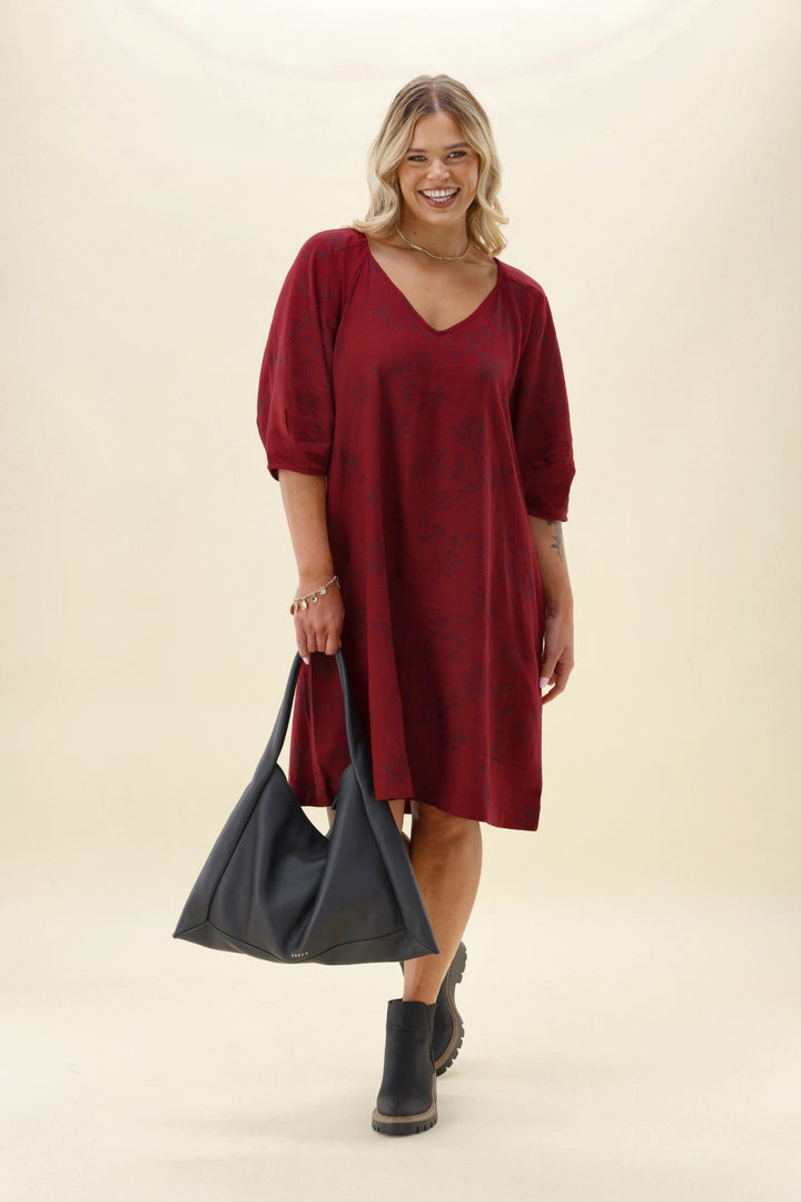 Elm Bramble Midi Dress Plum