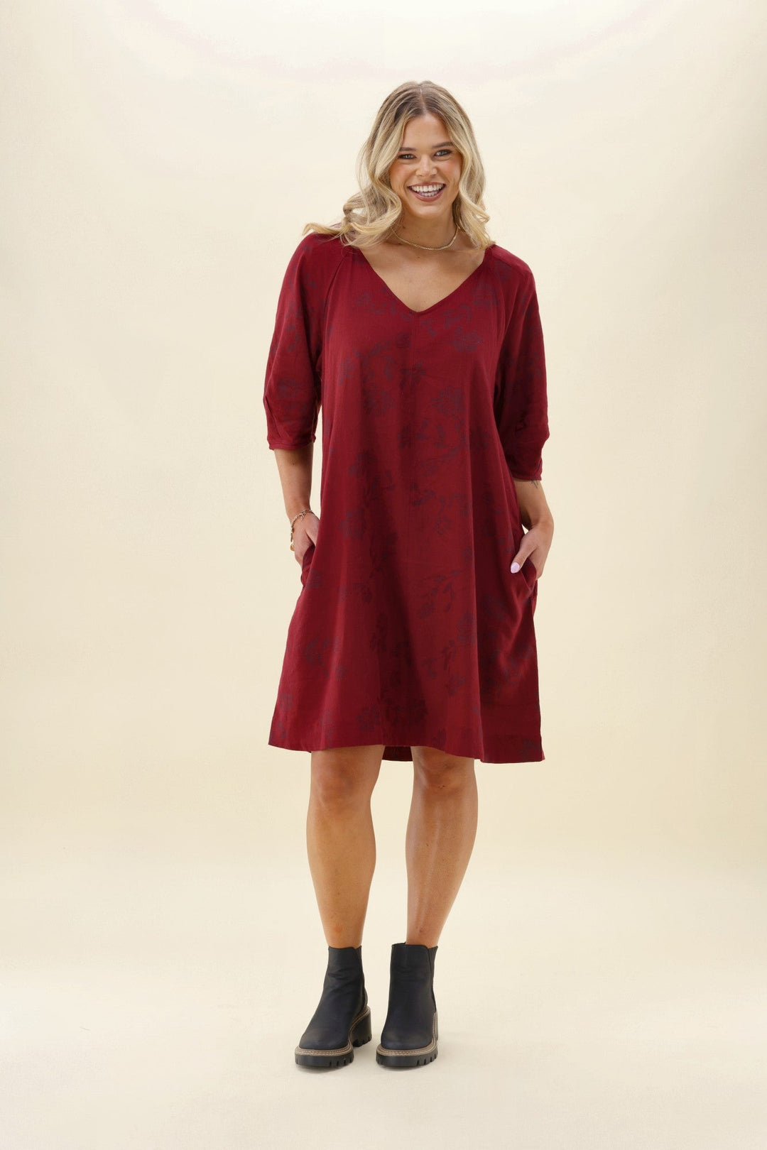 Elm Bramble Midi Dress Plum